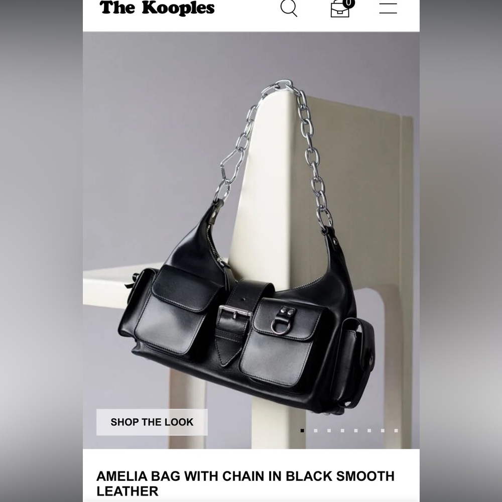 The kooples AMELIA BAG WITH CHAIN IN BLACK SMOOTH LEATHER